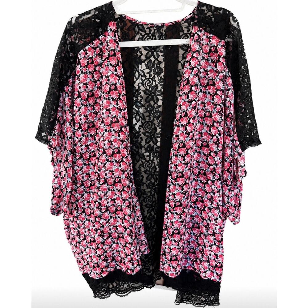 Jessica Simpson 2X Floral Lace Open Front Kimono Cardigan Boho Festival